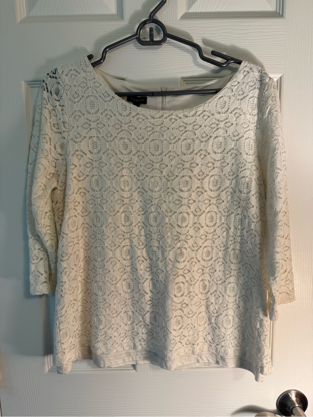 Talbots Cream Lace Scoop-Neck Blouse